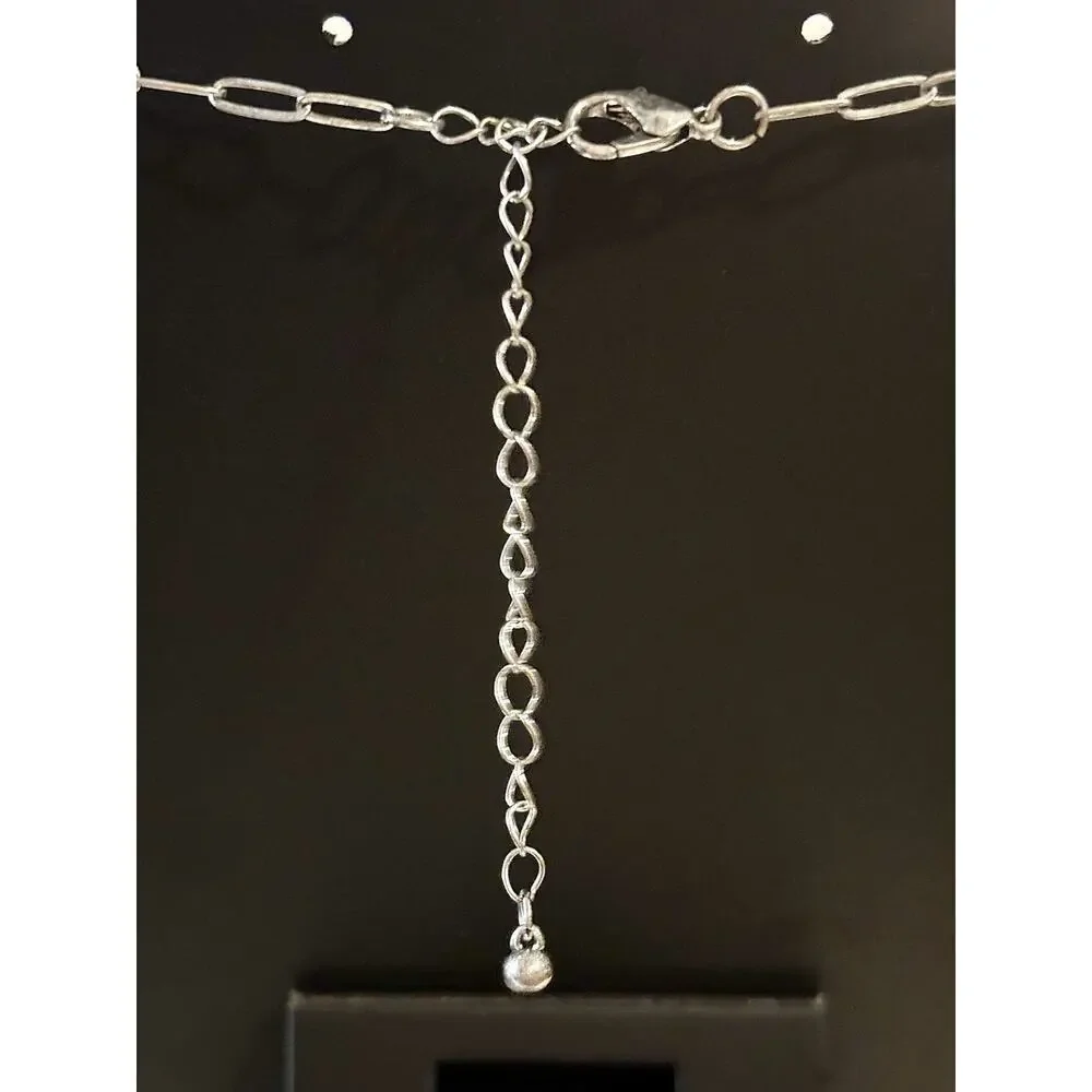 Iridescent Teardrop Crystal Pendant Necklace with Turquoise Beads - Picture 4 of 4